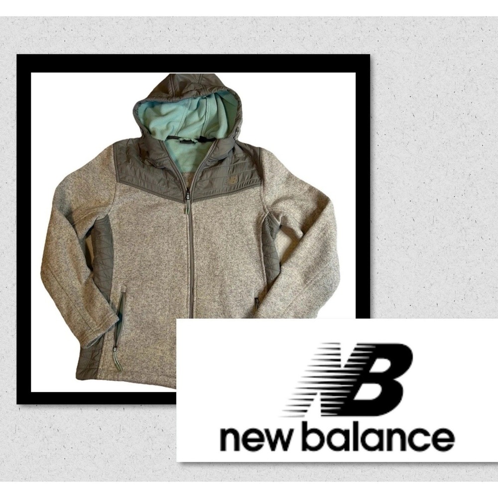 New Balance Women's XL Quilt/Fleece Full Zip Jacket Hooded - Gray - Pockets